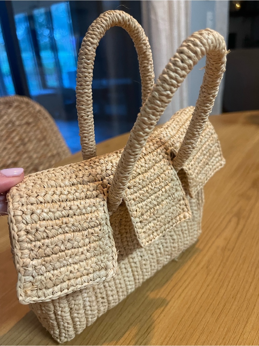 Natural Raffia Mini Tote Bag - Picture 8 of 8